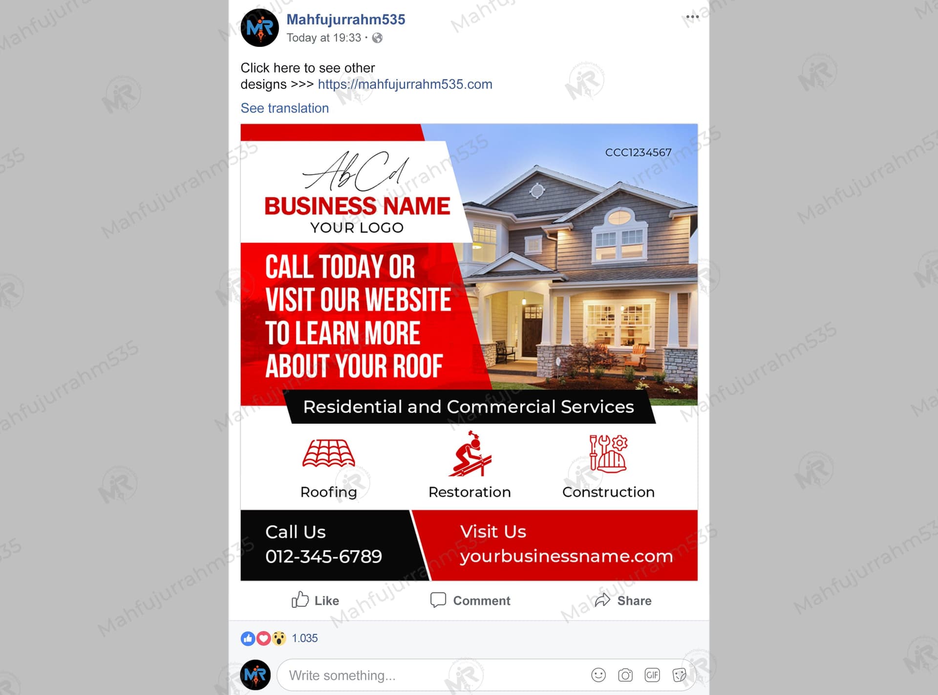 Roofing and Construction Services Social Media Post Design Roofing and Construction Services Social Media Post Design 1.jpg