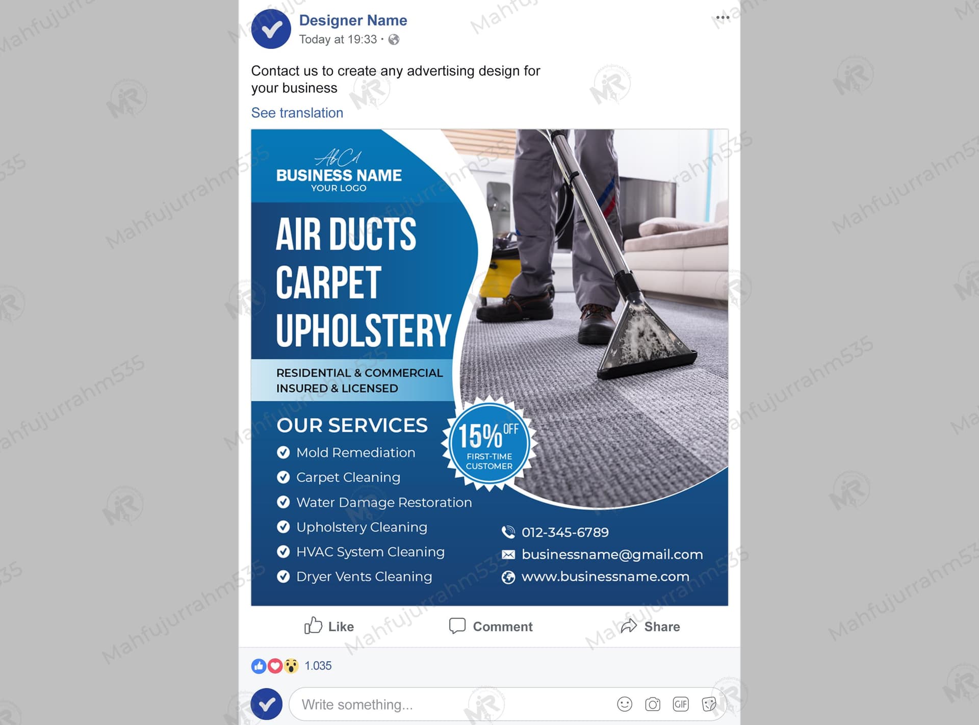 Air Ducts and Carpet and Upholstery Cleaning Social Media Post Design Air Ducts and Carpet and Upholstery Cleaning Social Media Post Design.jpg