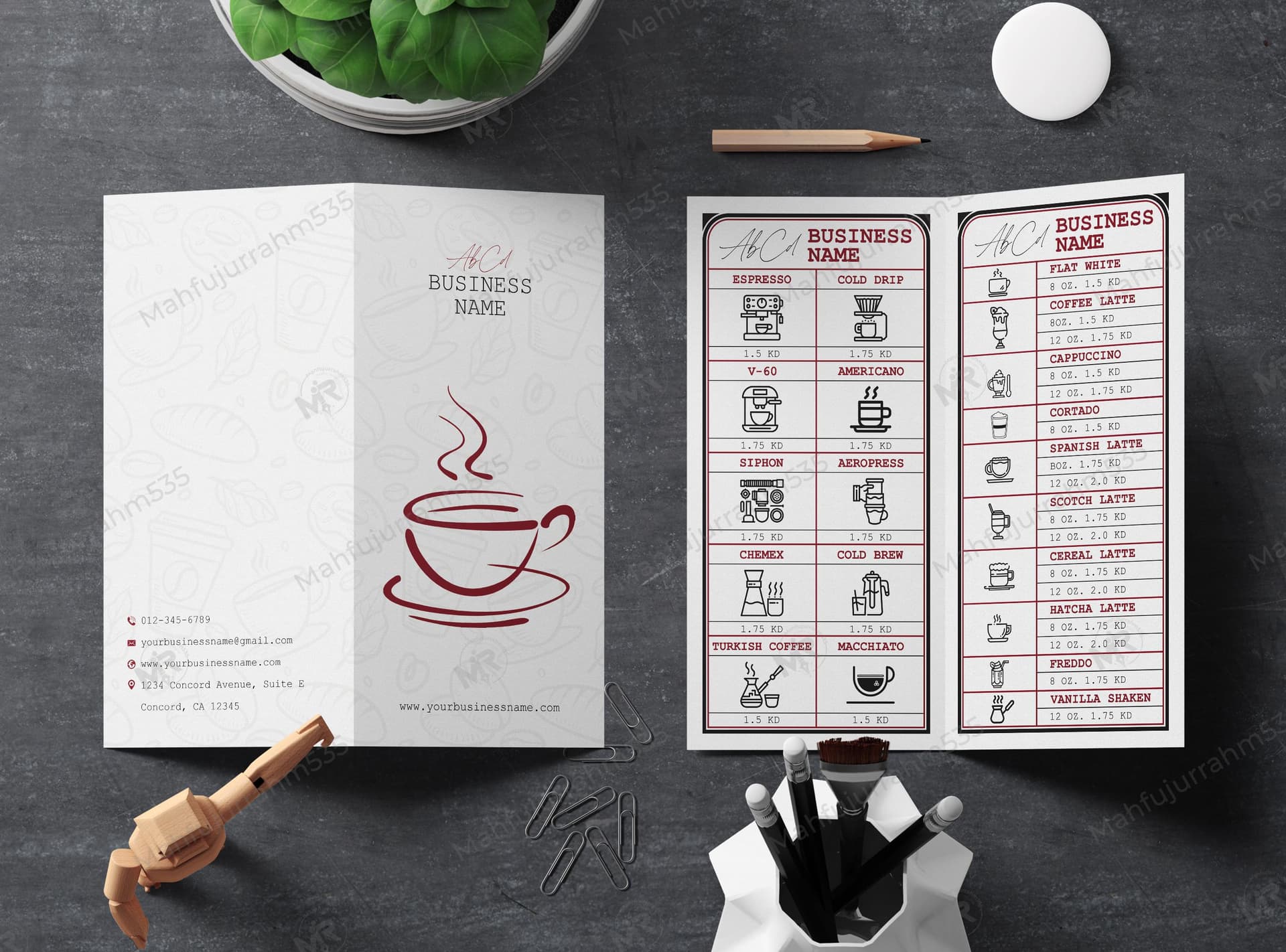 High-End Coffee and Roastery Bi-Fold Menu Brochure Template High-End Coffee and Roastery Bi-Fold Menu Brochure Template.jpg