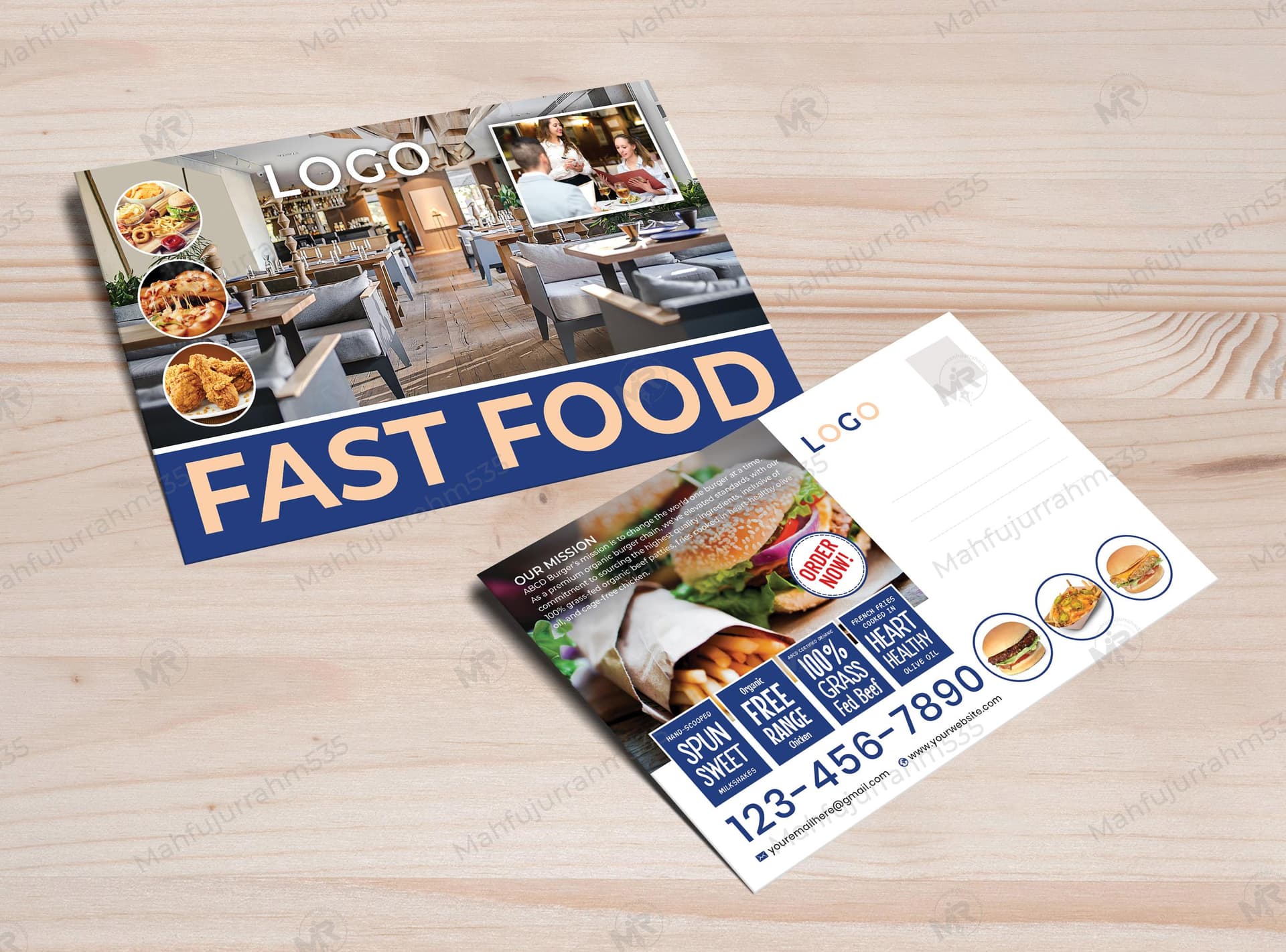 Restaurant Postcard Design for Premium Organic Fast Food Promotion Restaurant Postcard Design for Premium Organic Fast Food Promotion.jpg