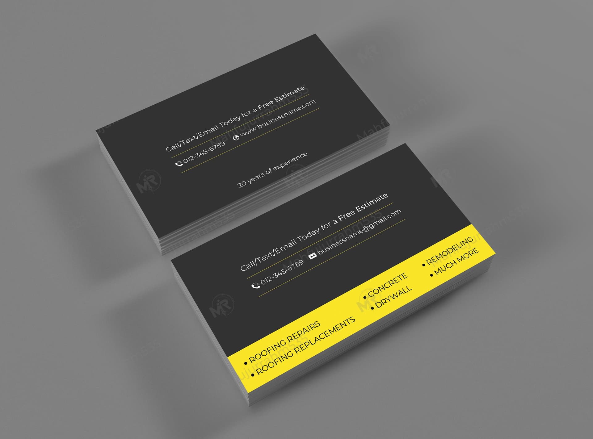 Construction Services Business Card Design Template: Minimalist & Professional Construction Services Business Card Design - Minimalist and Professional.jpg