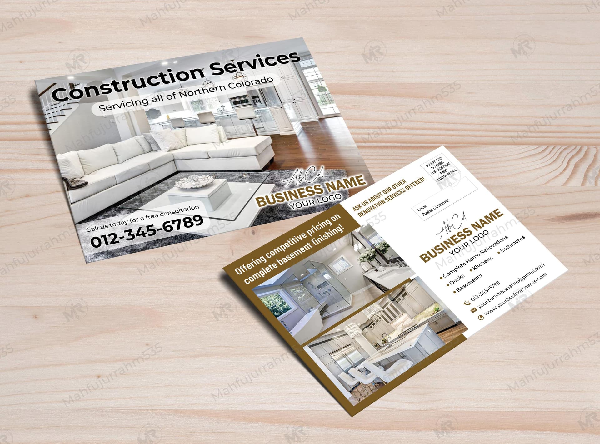 Construction Services Postcard Design Template: Basement Finishing and Remodeling Construction Services Postcard Design Basement Finishing and Remodeling.jpg