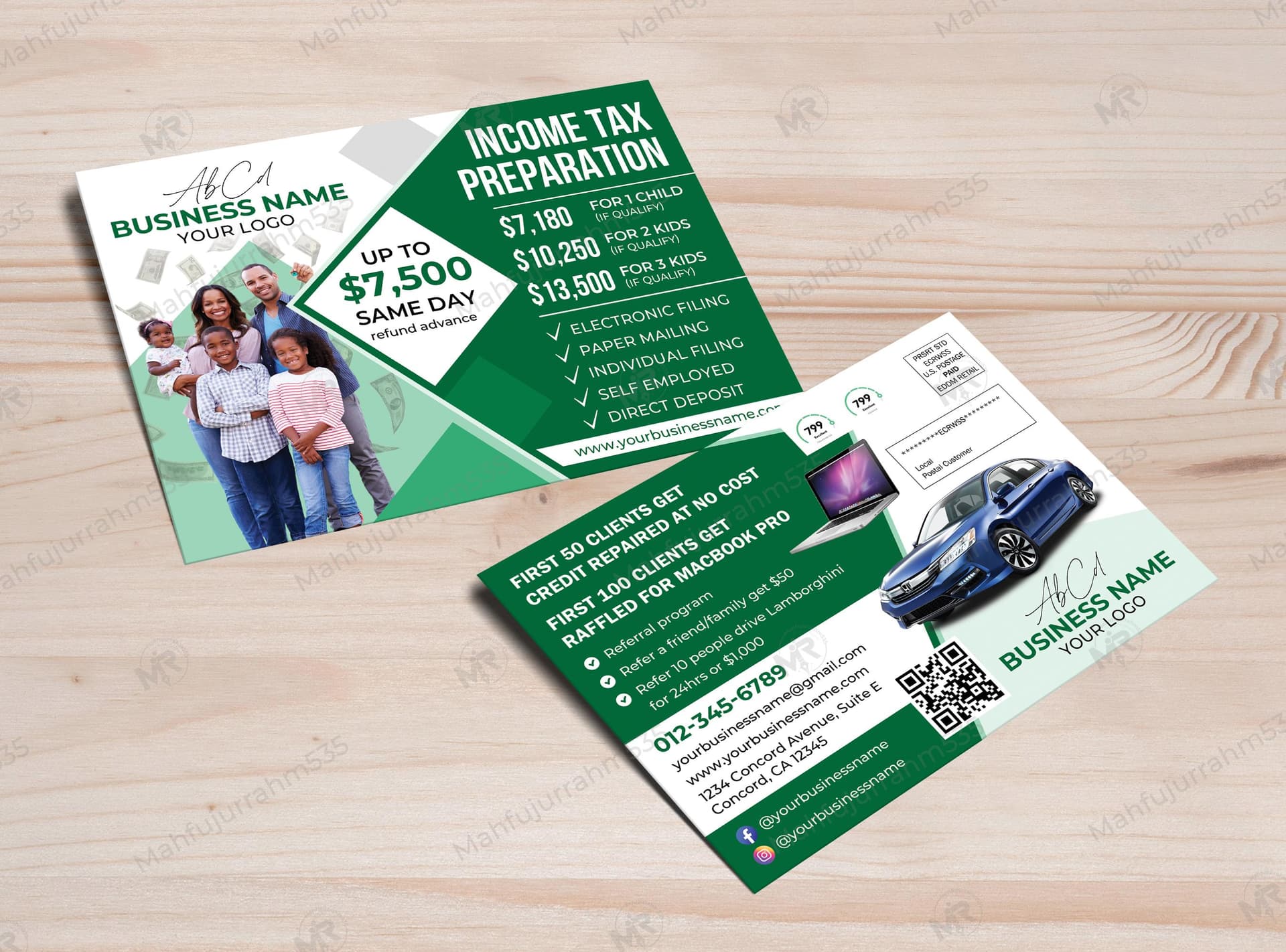 Tax Services Provider Postcard Design - Professional Income Tax Marketing Template Tax Services Provider Postcard Design 2.jpg