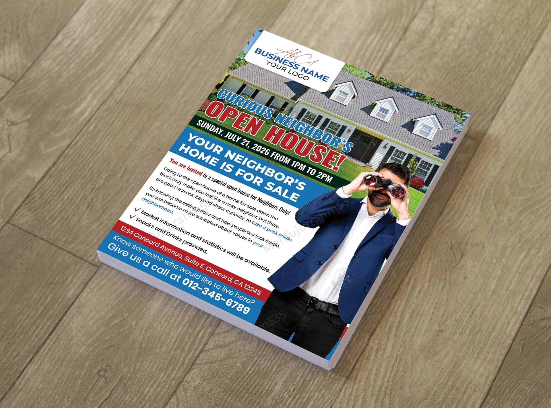 Real Estate Open House Flyer Design Template for Curious Neighbors Real Estate Open House Flyer Design for Neighbors 2.jpg