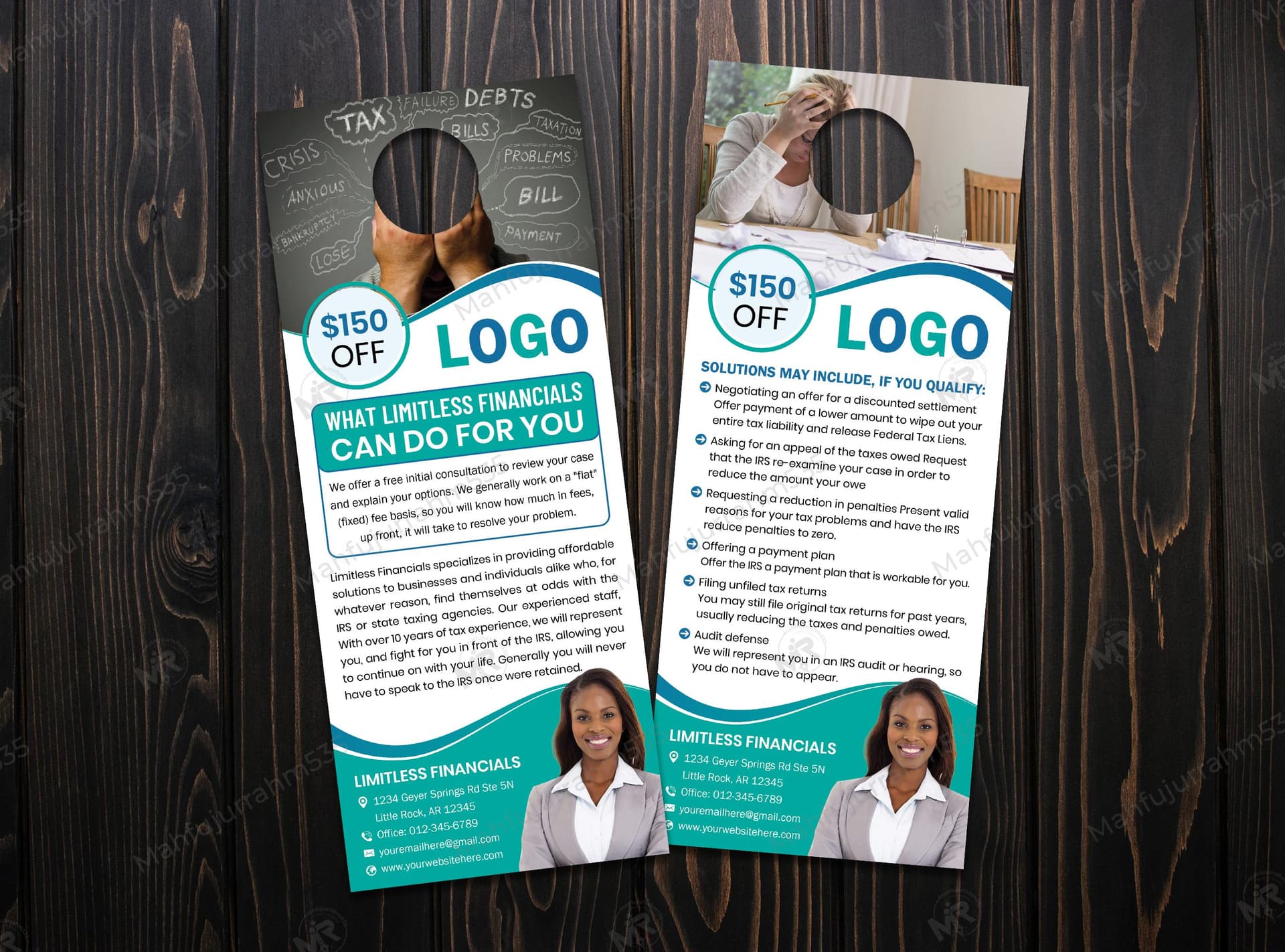 Tax Debt Relief Door Hanger Design for Professional Financial Consulting Services. Tax Debt Relief Door Hanger Design for Professional Financial Consulting Services.jpg