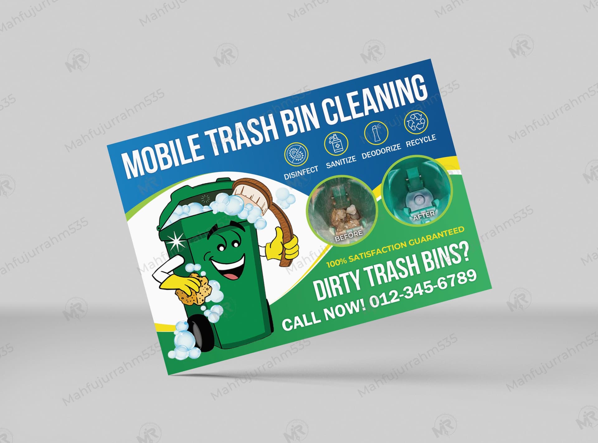 Mobile Trash Bin Cleaning Flyer Design Template for Sanitizing Services Mobile Trash Bin Cleaning Flyer Design Template for Sanitizing Services.jpg